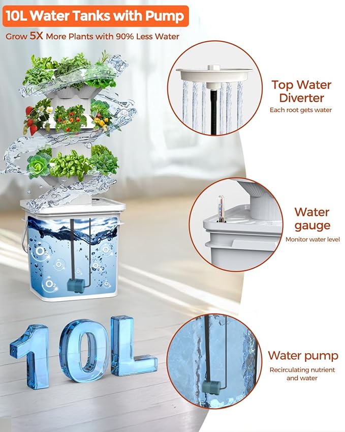 18 Plants hydroponic Growing System kit, hydroponic Tower Indoor Garden, 10-Liter Large-Capacity Water Tank Circulation, soilless Planting Vegetables and Fruits,Suitable for Indoor and Outdoor