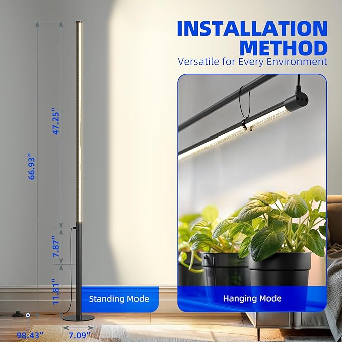 Barrina T10 Pro Standing Grow Light with Timer, 42W, 169 LEDs, Full Spectrum Vertical Grow Light for Indoor, Wide Coverage, 4FT to 5.6FT Height with Foot Switch, Ideal for Flowering and Tall Plants