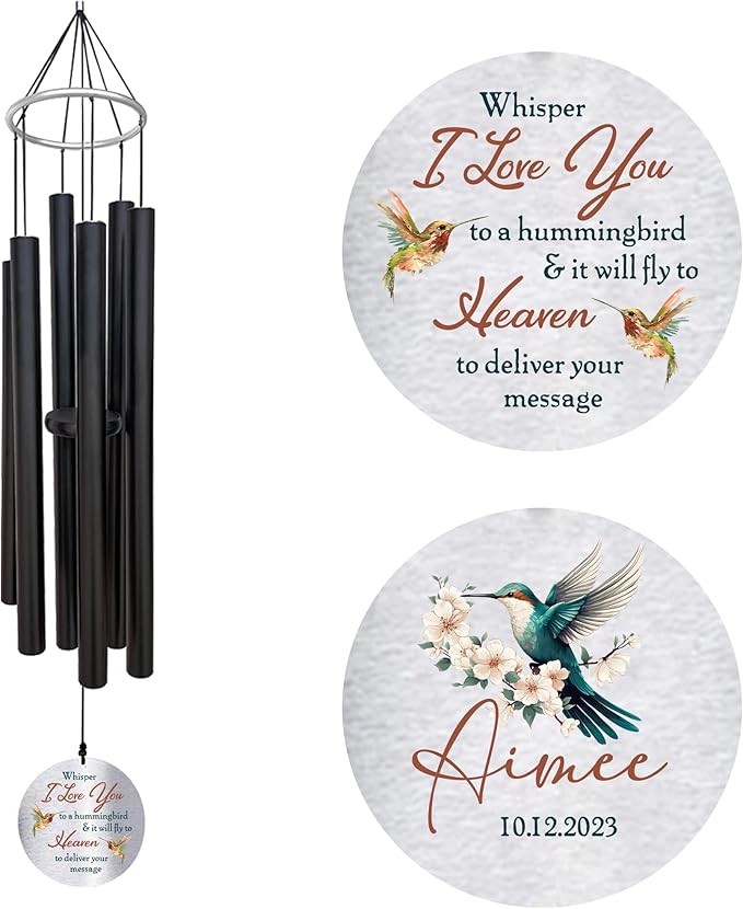 Personalized 36" Bereavement Wind Chimes for Outside, Memorial Gift in Remembrance of a Loved One, Sympathy Gift for Loss of Mother Father Husband, Garden Patio Decor