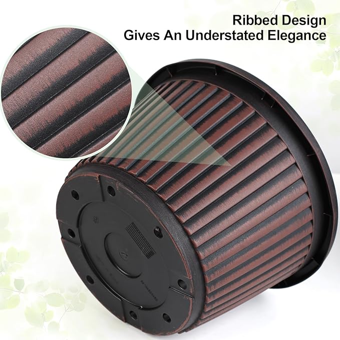 Planter-Pots-for-Plants-Indoor-Outdoor, 3 Pack 10 Inch Plastic Flower Pots with Saucer & Drainage Holes, Modern Garden Planters for Planting Medium Large Plants，Decorative Resin Garden Pots