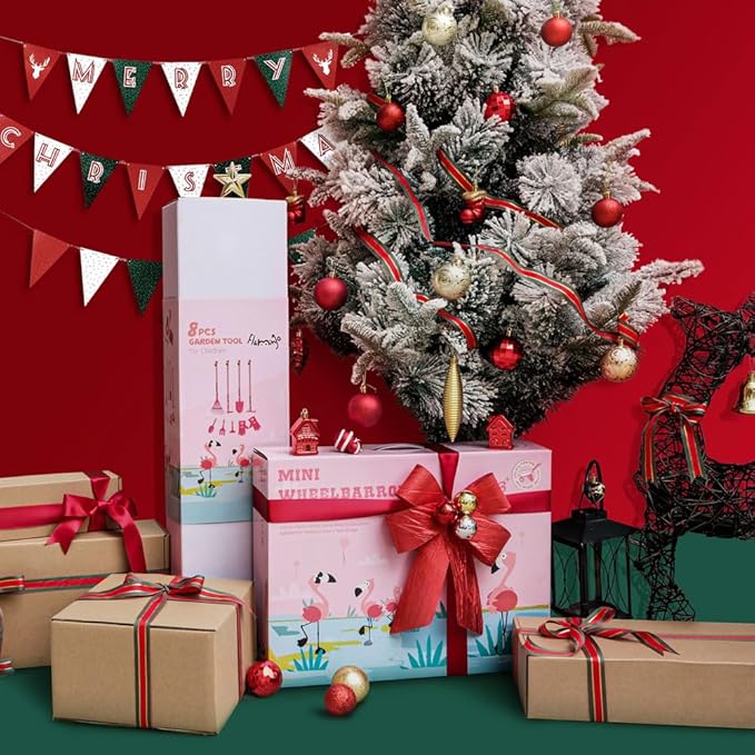 Kids Gardening Tool Set Pink, Kid Rake and Shovel Set, 29.6'' Metal Leaf Rake, Shovel, Hoe and Mini Garden Yard Tools, Gardening Toy Gift for Kids Age 3+ Years(Pink), Develop Intelligence