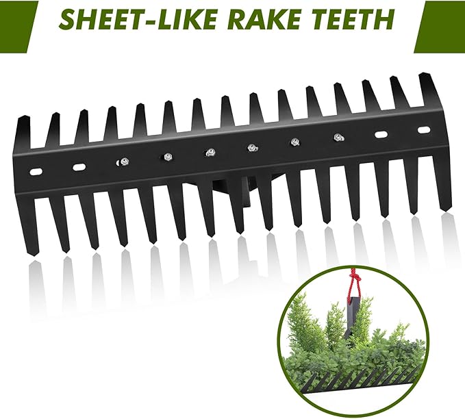 Pond Rake, Weed Removal Tool, Steel Blades 24 inch Aquatic Weed Rake, Double Sided Lake Weed Cutter, Clean Aquatic Weeds Muck Silt Lake Rakes, 30ft Thicker Rope, Black.