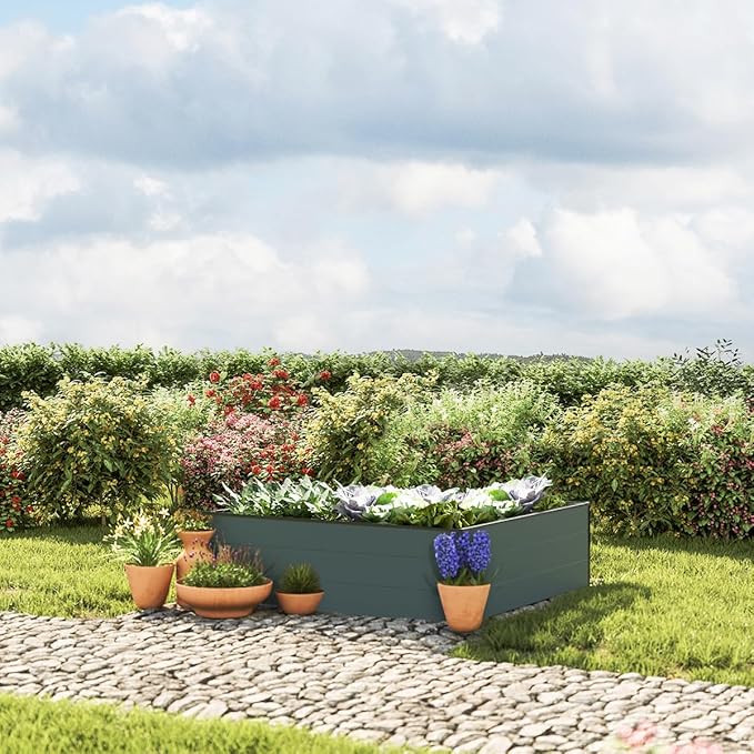 HALFSIZE 1.3 ft Tall Raised Garden Bed (3.9'W x 3.9'L), Anthracite Gray