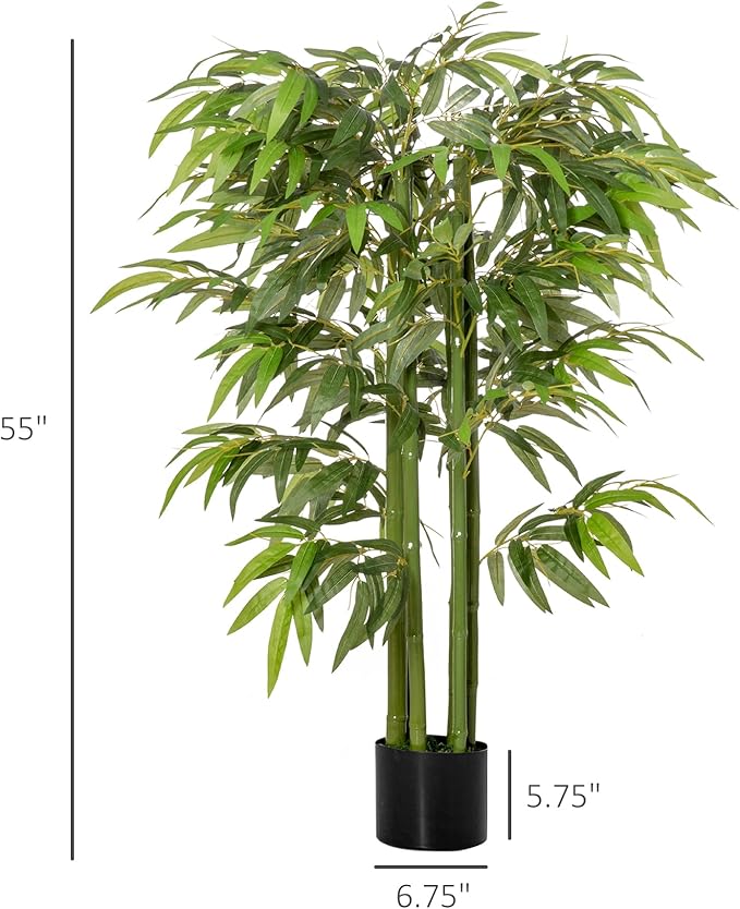 HOMCOM 4.5FT Artificial Bamboo Tree, Decorative Faux Plant in Nursery Pot for Indoor or Outdoor Decor