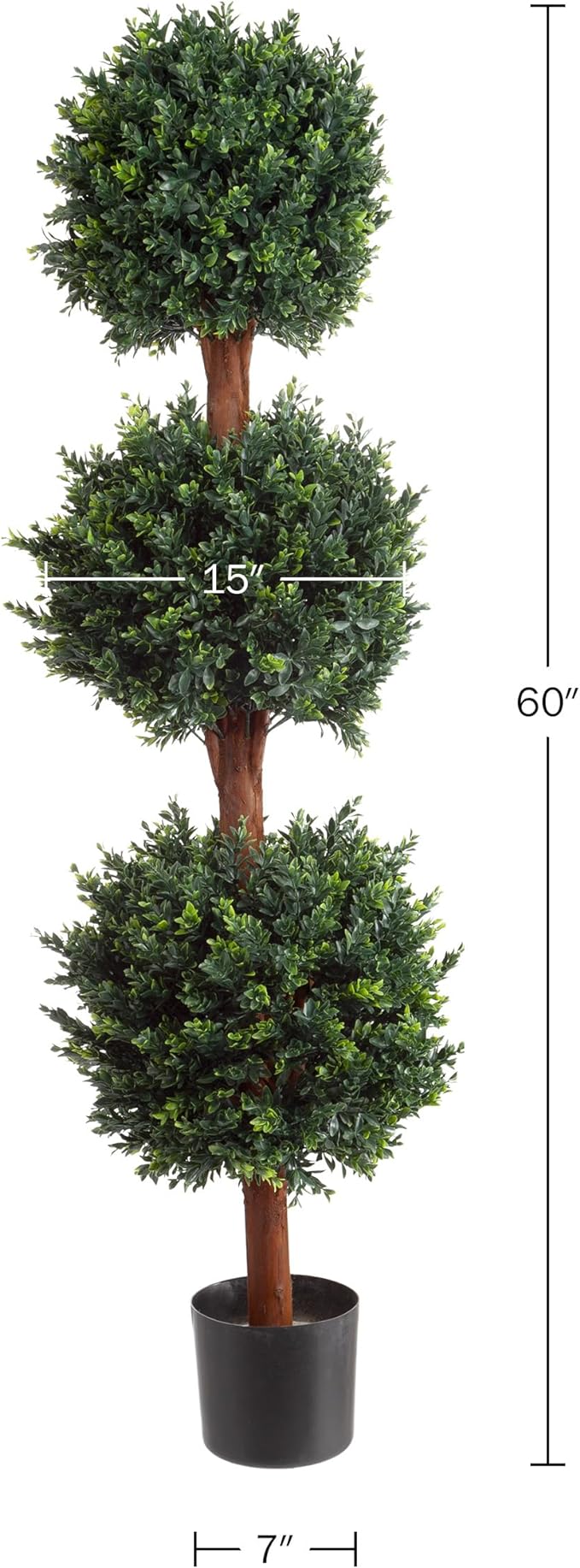 Pure Garden Set of 2 Artificial Trees - 5FT Hedyotis Topiary Fake Plants in Weighted Pots - Faux Plants for Indoor Display or Front Porch Decor