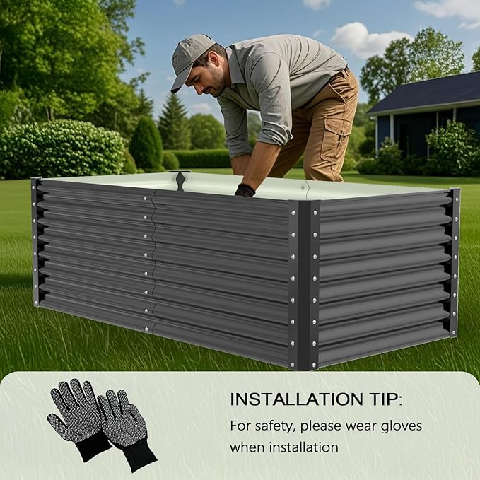 VINGLI 6x3x2ft Raised Garden Bed, Large Planter Garden Boxes Outdoor, Planter Raised Beds Kit for Gardening for Vegetables, Flowers, Herbs (Black)