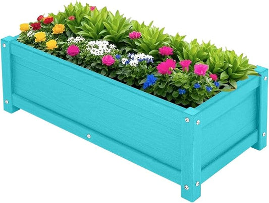 HDPE Raised Garden Beds Outdoor,Rot-Resistant and Non-Cracking,Outdoor Planter Boxes Rectangle with Drainage Holes for Yard,Lawn Aruba Blue
