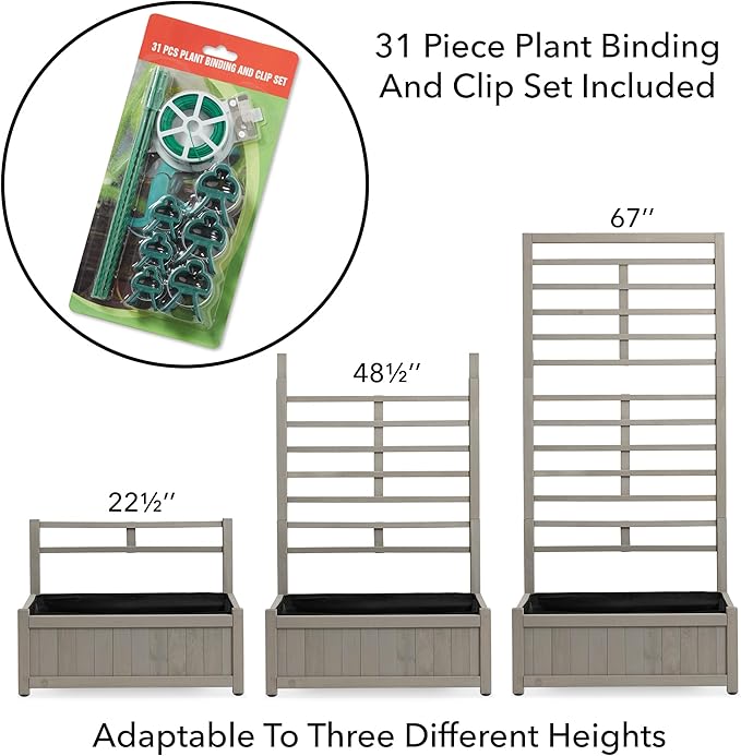 Casafield Wooden Climbing Planter Box - Raised Garden Bed with Trellis Plant Stand for Outdoor