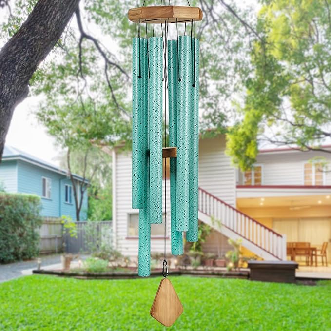 Large Wind Chimes for Outside Deep Tone, Big Wind Chime with Turquoise Finish Outdoor Clearance for Garden,Yard,Patio Decor (Blue Patina, Large, 42)