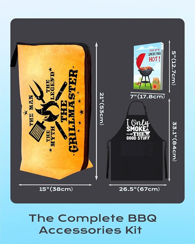 Grilling Smoker Apron & BBQ Blanket Accessories Gifts for Husband, Funny Christmas & Birthday Barbecue Accessories Tools Gifts for Men Who Have Everything