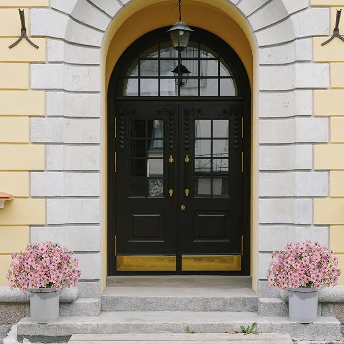 15 Bundles Artificial Flowers UV Resistant Outdoor Plants No Fade Faux Plastic Shrubs Fake Silk Flowers Window Box Garden Porch Home Decoration(Pink)