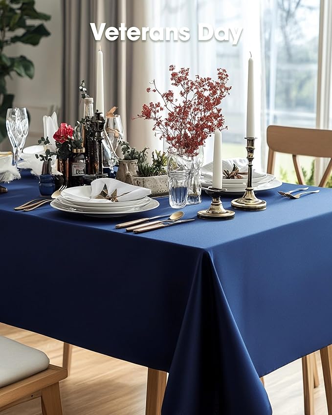Pureegg Plastic Table Cloth Disposable 8 Pack, 54 x 108 Inch Table Cloths, Graduation Decorations Class of 2025, Graduation Party, Tablecloths, Rectangle, Plastic Cover, Leakproof & Sturdy, Navy Blue