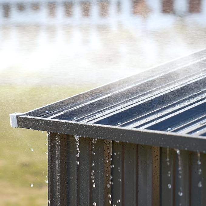 COMHOMA Shed Outdoor Storage Shed Metal,Lockable Doors Tool Sheds with Sloping Roof,Steel Garden Shed with Air Vent for Backyard,Patio,Lawn,Poolside (Grey, 8'*6')