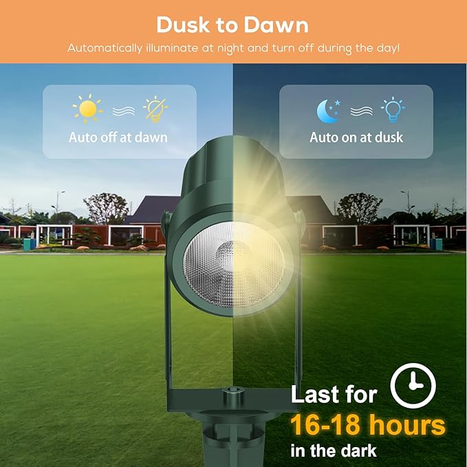 ZYAN Solar Powered Landscape Spotlights, Green Cord Solar Spot Lights Outdoor Auto On/Off, Waterproof Landscape Lighting for Yard, Garden, Lawn, Plant, Tree, Wall, Fence (Warm-White, 4 Pack) (8 Pack)