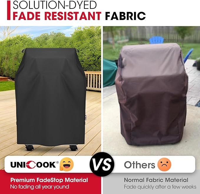 Unicook 2 Burner Grill Cover 32 Inch, Outdoor Small BBQ Cover with Side Handles and Straps, Heavy Duty Waterproof, Compatible for Weber Char-Broil Nexgrill Gas Grills with Collapsed Side Tables