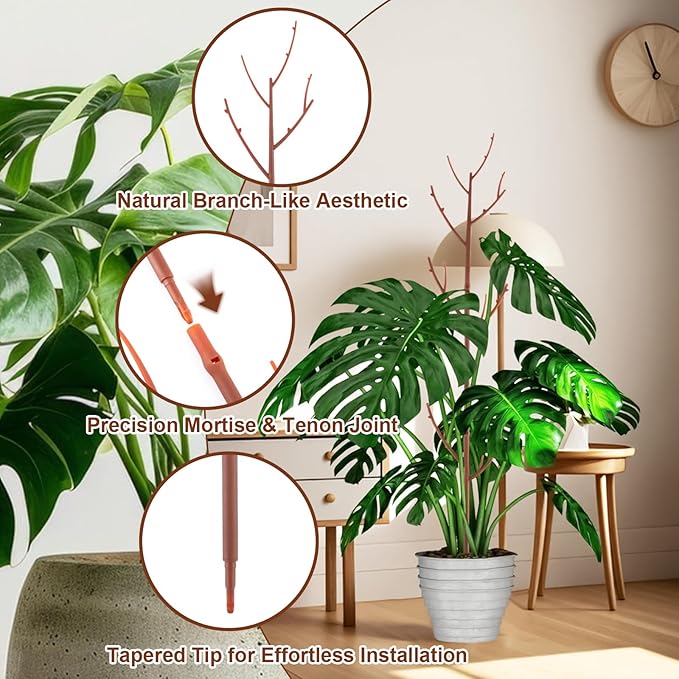 6 Pack Stackable Monstera Plant Support, Plant Stakes for Indoor and Outdoor Plants Use, Garden Stakes for Climbing and Potted Plants, Pothos, Philodendron, Brown