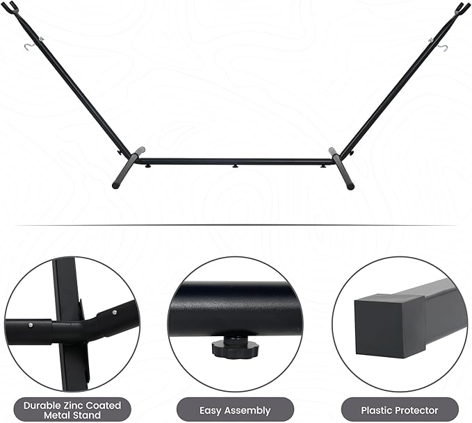 Lazy Daze Hammocks Double Hammock with 9 ft Space-Saving Steel Stand Includes Portable Carrying Case, 450 Pounds Capacity (Purple Stripes)