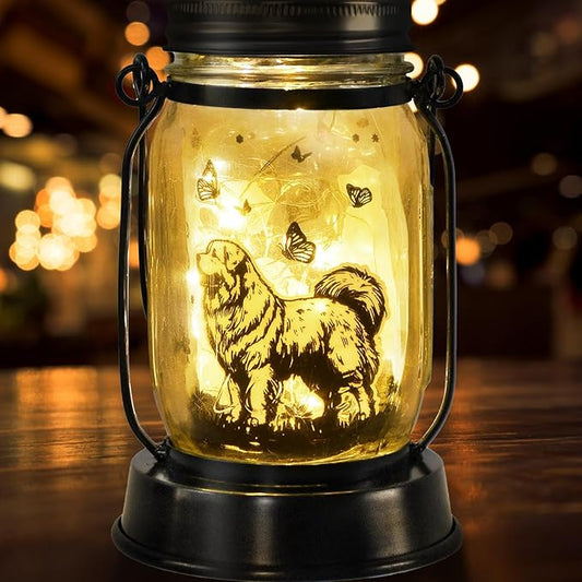 kyoryuger Pyrenees Gifts for Women/Men Pyrenees Dog Solar Lanterns Mom Birthday Dog Lovers Lantern Pet Loss Pet Memorial Lights Solar Garden Decoration for Yard, Patio,Backyard,Porch Torches Light