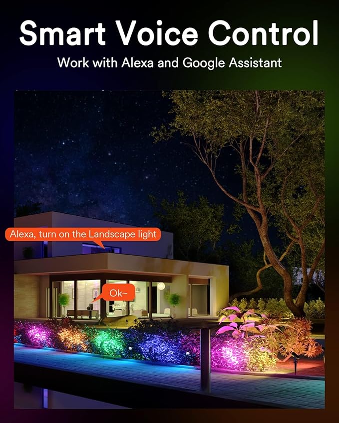 Lumary Smart Landscape Lights 56Ft, 6 Pack RGBAIWW Low Voltage Landscape Lighting, IP65 Waterproof Spotlight Color Changing Garden & Yard Lights, App/Voice/Remote Control, Compatible with Alexa