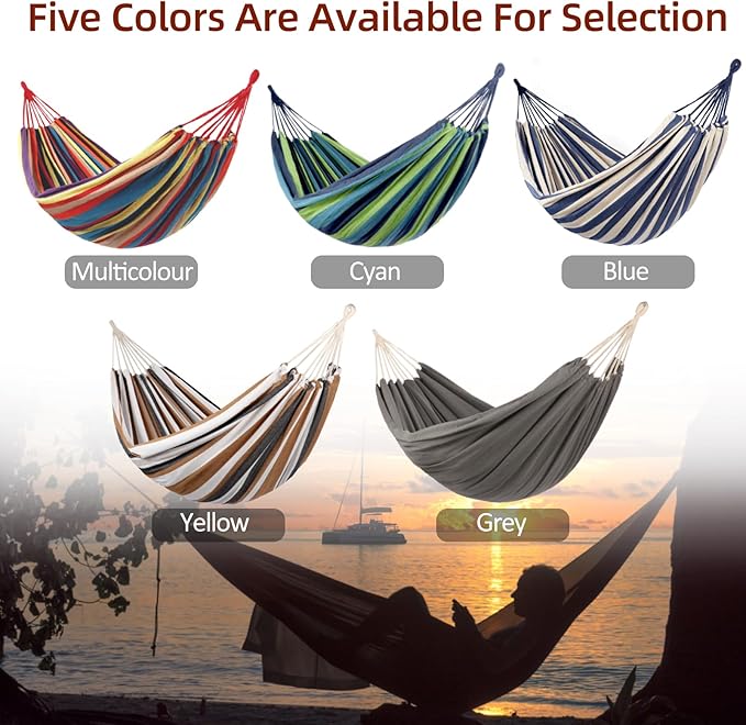 Camping Hammocks for Backyard Hanging Sturdy Garden Comfortable Fabric Hammock Indoor Tree Straps Up to 616lbs Weight Capacity with Travel Bag for Camping Portable Outdoor Patio (Cyan)
