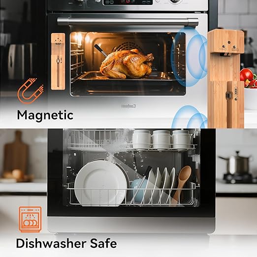 Smart Wireless Meat Thermometer, Bluetooth Food Thermometer for Grill, Remote Tracking and Accurate Temperature with APP Alerts, Perfect Gifts for Men, BBQ Lovers, Smoker