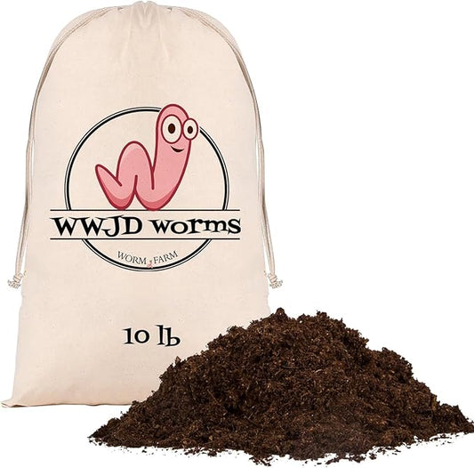 WWJD Worms-10lb Worm Bedding for Nightcrawlers and Red Wigglers (Worms Not Included)-Vermicompost Bin Worm Bedding-Earthworm Food for Organic Potting Soil Gardening Mix