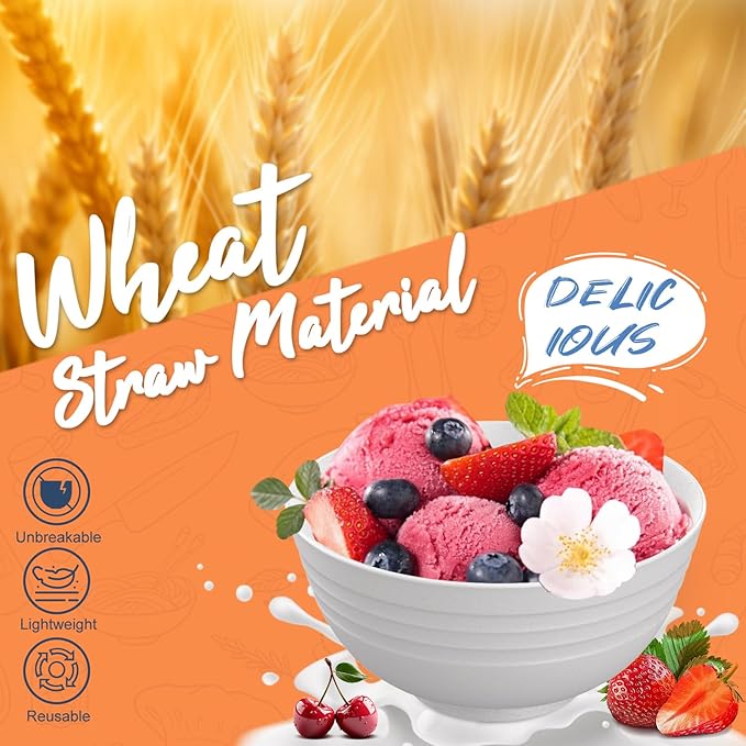 Wheat Straw Dinnerware Sets Service for 4 - Plates and Bowls Sets 20-Piece with Dinner Plate, Cereal Bowls and Cups, Microwave & Dishwasher Safe - White