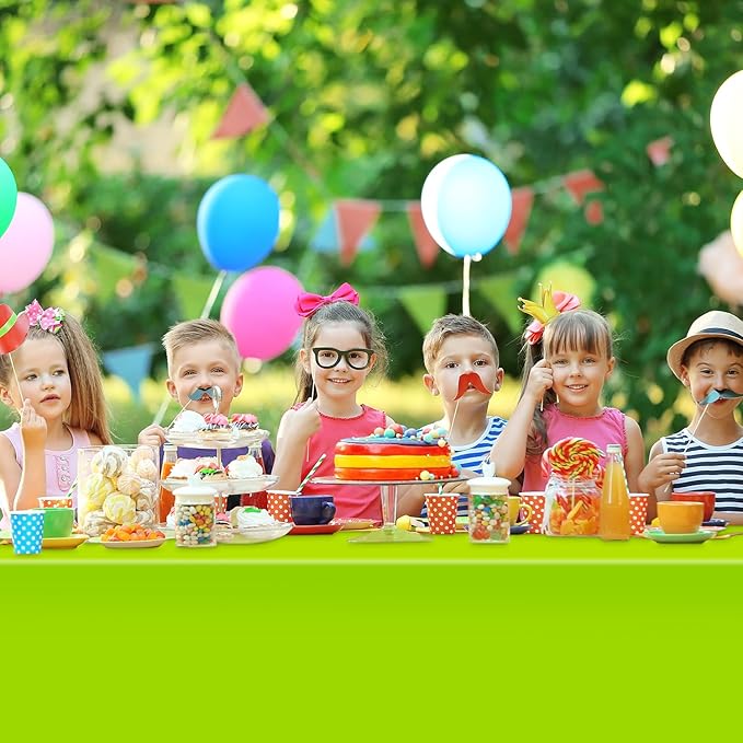 3 Pack Lime Green Christmas Tablecloth, Rectangular Plastic Table Cloths for Parties Disposable, 54x108 in Waterproof Tablecloth for Birthday Party Baby Shower Picnic Valentines