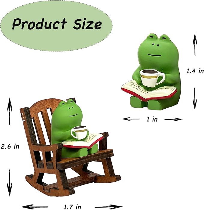 Miniature Frog Figurines, Cute Frog Desk Accessories for Desk Decor, Funny Gifts for Garden Decor, Mini Resin Animal Garden Statues (Green)