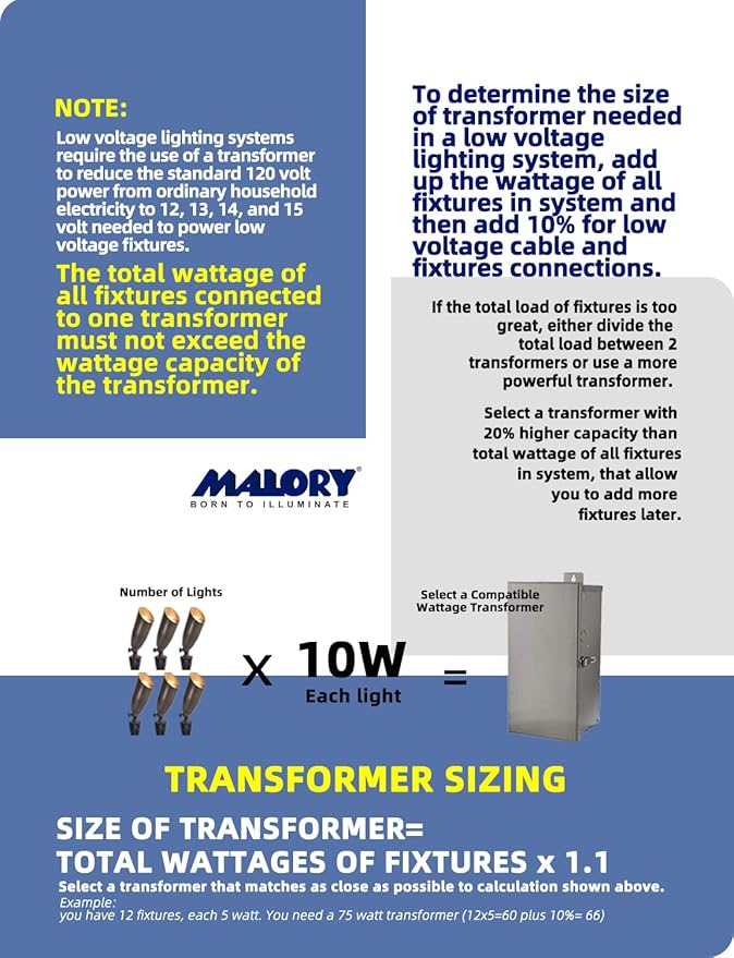 MALORY Brass Landscape Spotlights 6-Pack with Bulb Kit(S02), Low Voltage 12V AC/DC LED Outdoor Spot Uplights for House and Tree,PVC Ground Stake and Wire Connector Included, 5W 2700K Warm White