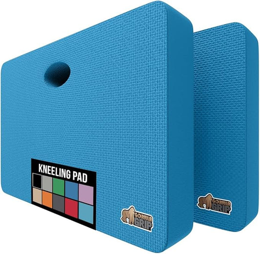 GORILLA GRIP Extra Thick Patent Pending Garden Kneeling Pad, 17.5 x 11 Inch Supportive Soft Foam Knee Cushioning for Gardening, Water Resistant, Bathing Baby, Working Supplies, Lightweight 2 Pack Blue