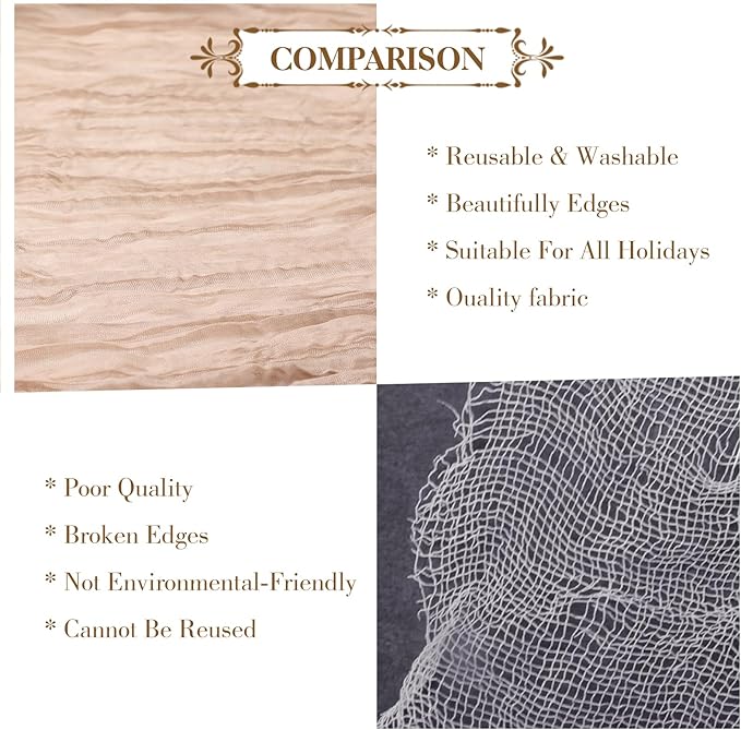 Le courant 10Ft Cheesecloth Table Runner, Rustic Boho Gauze Cheese Cloth Runner Table Runner for Weddings Bridal Baby Shower Birthday Holiday Parties Home Decor, Nude