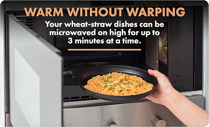 FOODLE Wheat Straw Dinnerware Set - BPA Free & Safety Tested - Microwave & Dishwasher Safe - Alternative to Plastic Dishes - Perfect for Outdoor, RV, Dorm - Camping Plates Cups and Bowls Set - For 4