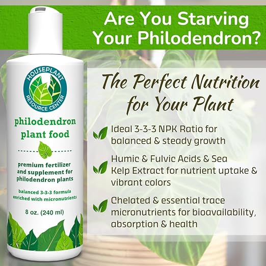 Philodendron Fertilizer – Liquid Plant Food for Strong Roots, Healthy Growth & Lush Foliage | 3-3-3 NPK Formula with Sea Kelp, Humic & Fulvic Acid | Essential Nutrients for Tropical Houseplants | 8 oz