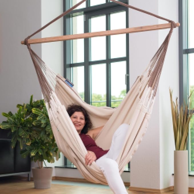 LA SIESTA® Habana Nougat - Organic Cotton Lounger Hammock Chair