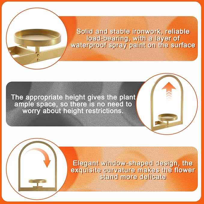 Wall Plant Holder, Wall Planter for Indoor Plants, Window Plant shelves for Multiple Plants Indoor Outdoor, Framed Plant Holder for Home Decor (3 Pack)