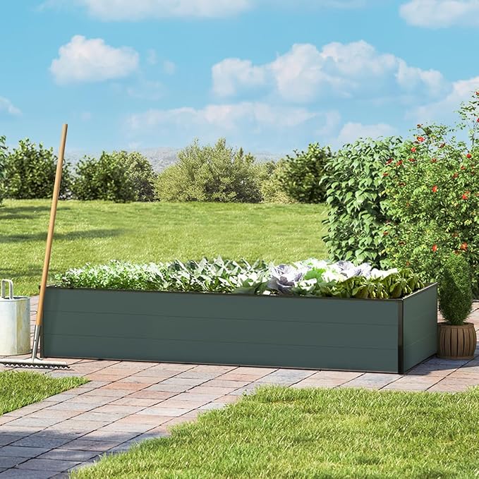HALFSIZE 1.3 ft Tall Raised Garden Bed (2.5'W x 6.4'L), Anthracite Gray