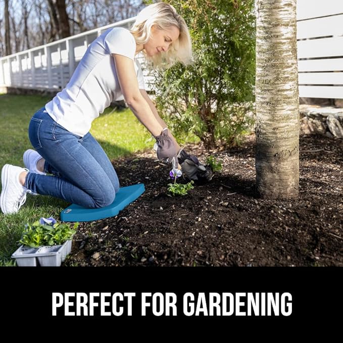 GORILLA GRIP Extra Thick Patent Pending Garden Kneeling Pad, 17.5 x 11 Inch Supportive Soft Foam Knee Cushioning for Gardening, Water Resistant, Bathing Baby, Working Supplies, Lightweight, Blue