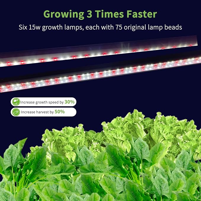 Indoor Garden Hydroponics Growing System Kit, Dual Implant Configuration for Vegetable Fruit Herb Seedling Cultivation and Large-Scale Planting,Double Water Pump，LED Grow Light