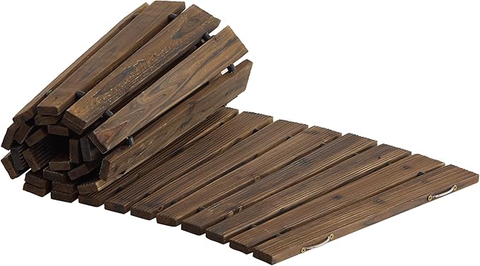 FILWH Wooden Garden Pathway Outdoor Roll-Out Walkway Weather-Resistant Fir Wood Curved or Straight Boardwalk Decorative Garden for Backyard,Beach,Wedding Party Pathways (Carbonized, 6FT Curved)