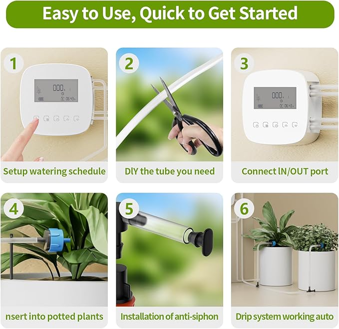 Smart Automatic Plant Watering System - Plant Watering Devices for 20 Potted Plants，Auto Drip Irrigation System Programmable Timer & Compatible with Alexa