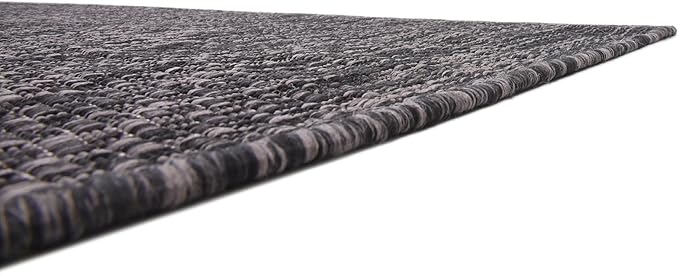 Unique Loom Collection Casual Transitional Solid Heathered Indoor/Outdoor Flatweave Area Rug (8' x 11' 4" Rectangle, Black/Ivory)