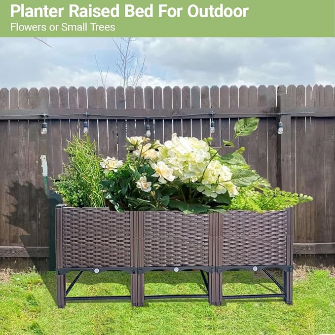 Raised Planter Box with Legs Raised Garden Bed Outdoor Planter Raised Beds Plastic for Flower Vegetable Tomato Herb for Patio Greenhouse Porch Garden Outside