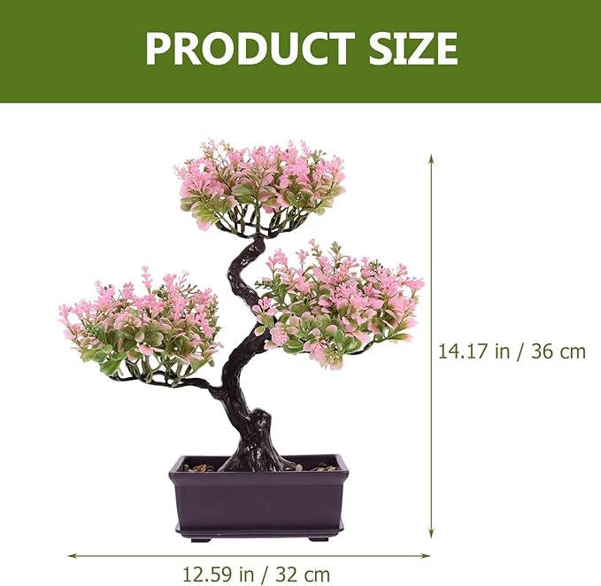 EXCEART Artificial Bonsai Plant Simulation Plants for Home Decor Faux Potted Bonsai Ornament No Maintenance Required for Office and Spaces