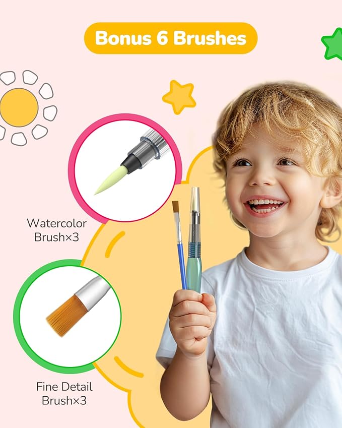 TECJOE 3 Pack Paint with Water Coloring Books for Toddlers, Watercolor Paint Set with 6 Brushes, Mess Free Painting for Kids Ages 4-8, Birthday Gifts Arts & Crafts Toy - Traffic, Forest, Dinosaur