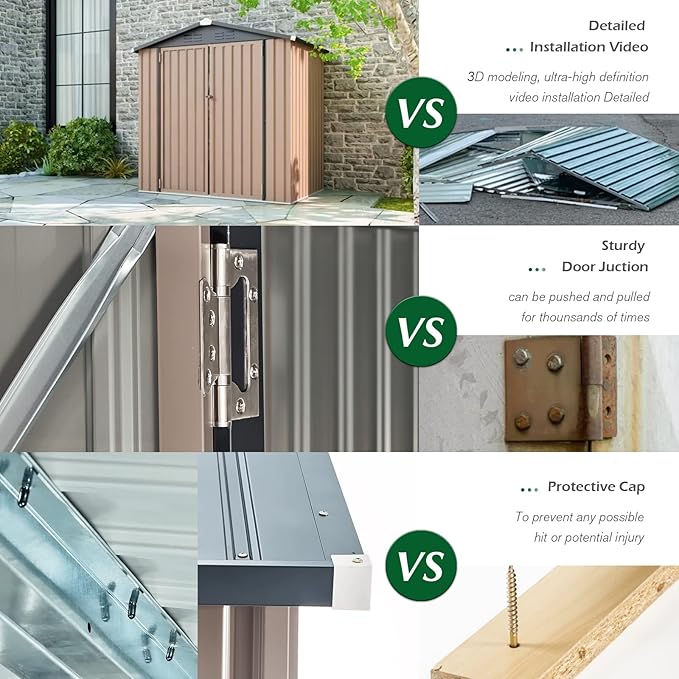 AECOJOY Shed 8' x 10' Outdoor Storage Metal Shed, Steel Yard Shed with Design of Lockable Doors, Utility and Tool Storage for Garden, Backyard, Patio, Outside use