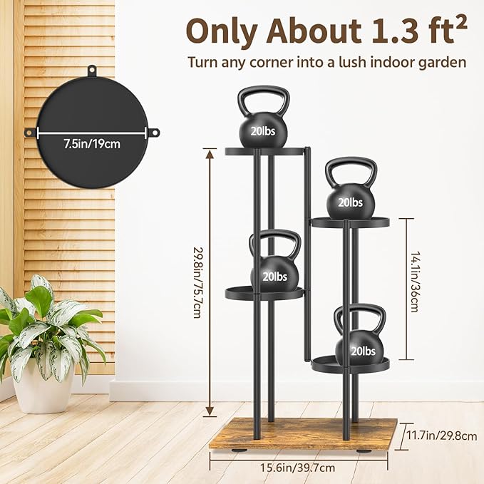 LASZOLA Black 4 Tier Plant Stand Indoor Heavy Duty Metal Planter Flower Holder Rack, Multi Modern Narrow Organizer, Floor Vertical Tower, Spiral Sturdy Decorate for House Bathroom Office Living Room