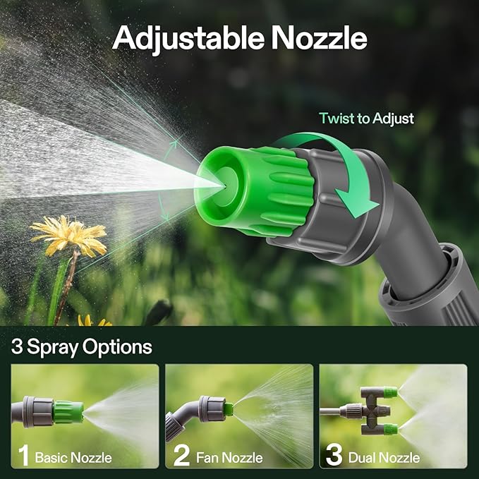 VIVOSUN 1.6 Gal/6L Pump Sprayer, Garden Water Sprayer for Plants, Weeds & Lawn Care, with 3 Nozzles, 50'' Long Hose & Pressure Relief Valve
