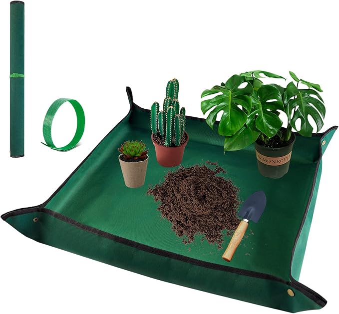 Repotting Mat for Indoor Plant Transplanting and Mess Control. 29" X 29" Thick Potting Mat & Foldable Waterproof Gardening Mat - Gardening Gifts for Women Green