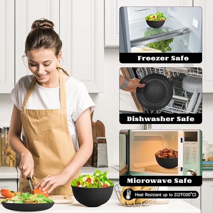 Kitchen Wheat Straw Dinnerware Sets (33pcs) Attached cleaning brush,Service For 8,Plastic Plates and Bowls Sets,Unbreakable Dinnerware,Lightweight Plastic Plate Set